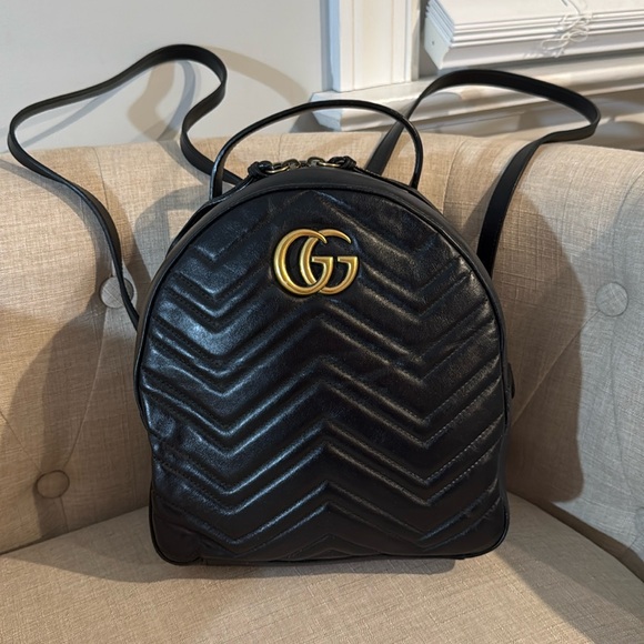 GUCCI Calfskin Matelasse GG Marmont Backpack - Picture 1 of 11